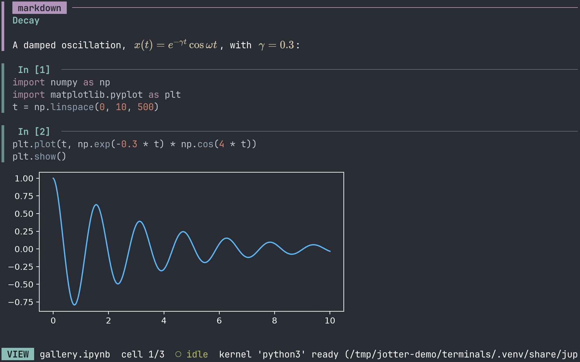 jOtter in Ghostty: a sharp plot and rendered math
