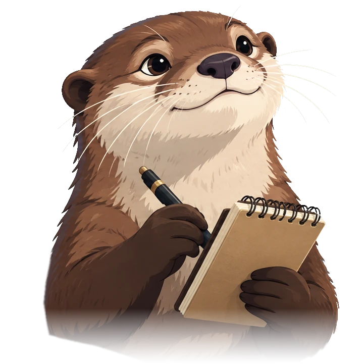 The jOtter mascot, an otter holding a notepad